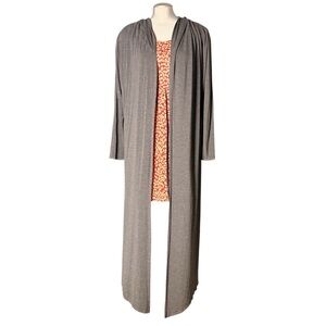 Isaac Liev Hooded Maxi Cardigan Gray